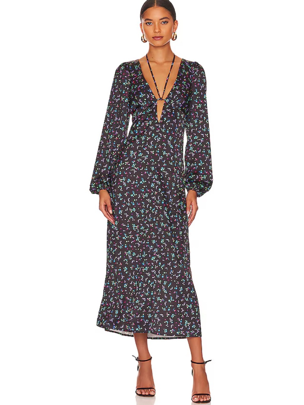 AFRM Portia Dress in Noir Neon Ditsy